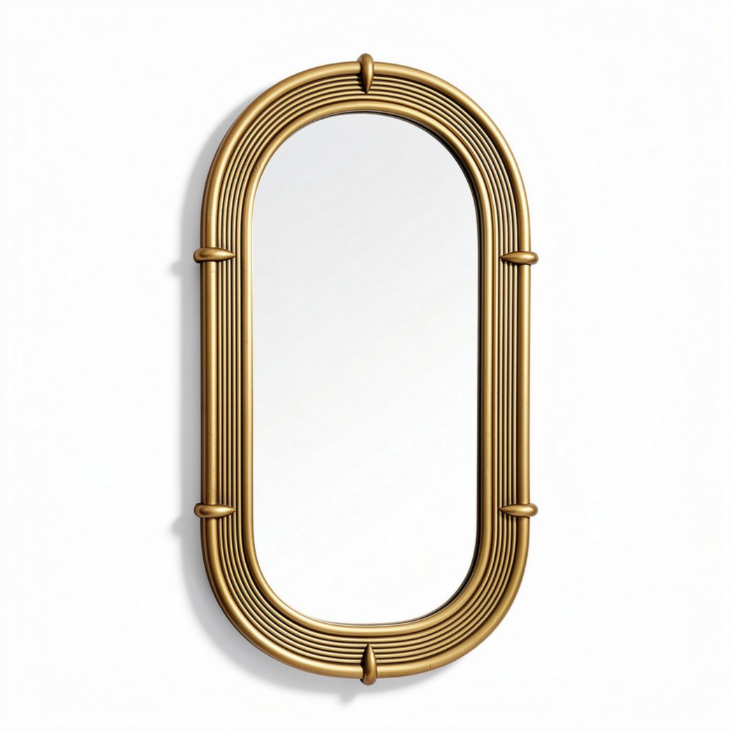 Miroir en métal or de forme ovale pour décoration intérieure 40 x 20 x 1,5cm