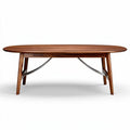 Table basse ovale en bois de noyer avec pieds en métal 150 x 80 x 45cm