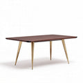 Table en bois foncé avec pieds en métal doré 150 x 80 x 75cm