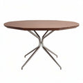 Table ronde en bois brun et métal acier inoxydable 120 x 120 x 75cm