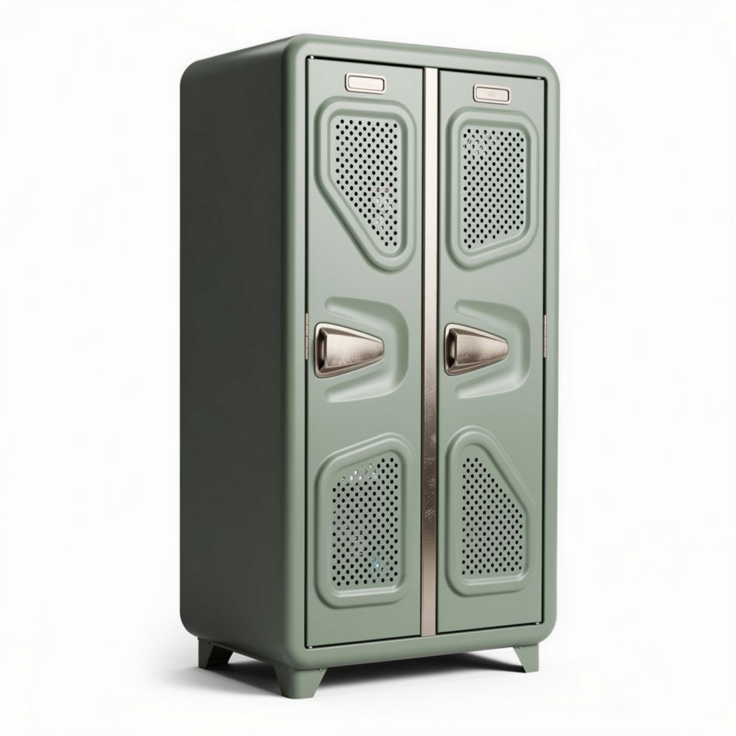 Armoire en métal vert avec portes perforées dimensions 180 x 90 x 50cm