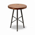 Table d'appoint ronde en bois brun de 30 x 30 x 45cm avec pieds en métal noir
