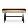 bureau en bois clair avec tiroirs et espace de rangement 120 x 60 x 75cm