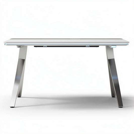 Bureau réglable en hauteur en aluminium blanc 120 x 60 x 75cm