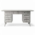 Bureau en bois gris avec sept tiroirs dimensions 150 x 70 x 75cm
