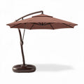 Parasol déporté en aluminium brun avec toile résistante 300 x 300 x 250cm